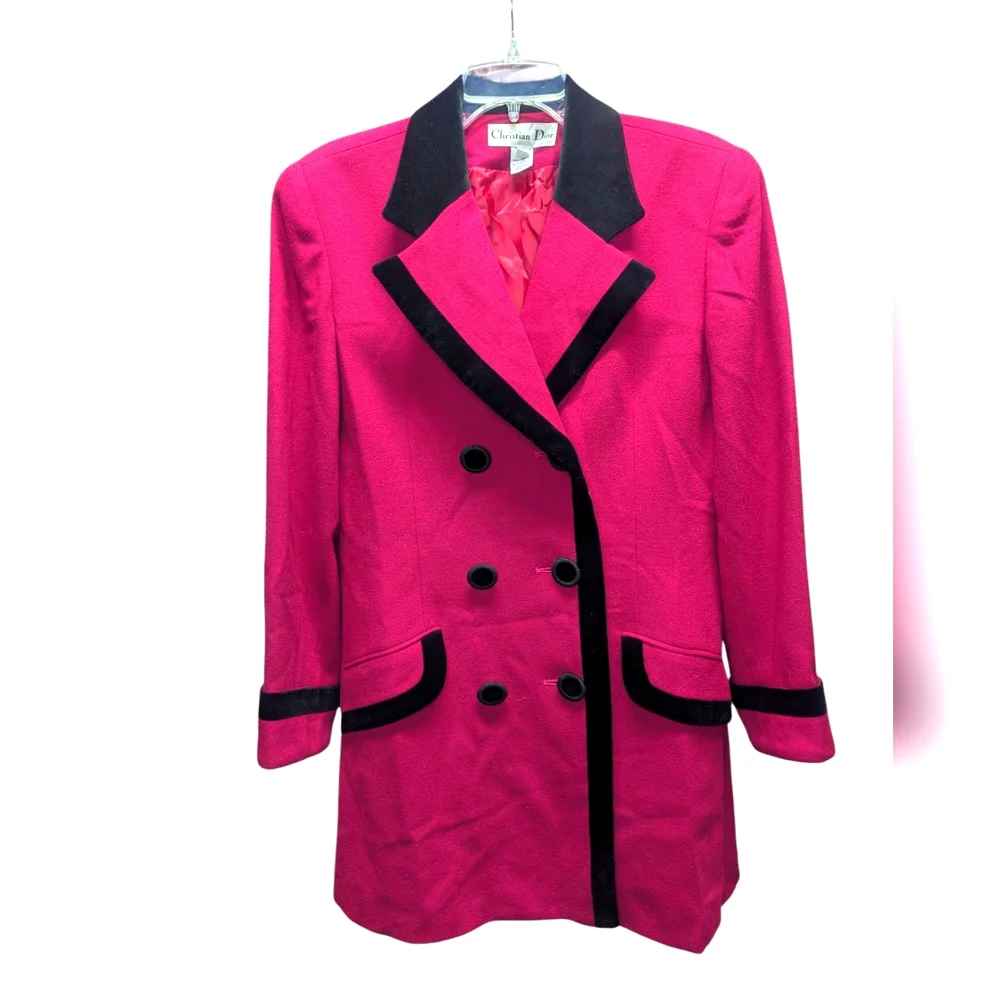 Vintage Christian Dior Pink Blazer with Velvet trim